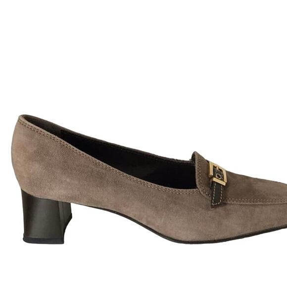 Galo Hand Made Italy Brown Suede Low Heel Buckle Eu 38.5/us 8 Academia Preppy - Picture 3 of 7